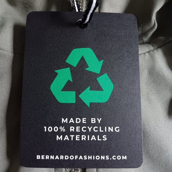 Bernardo Long Hooded Raincoat Olive Green Womens M Minimalist - Picture 10 of 12